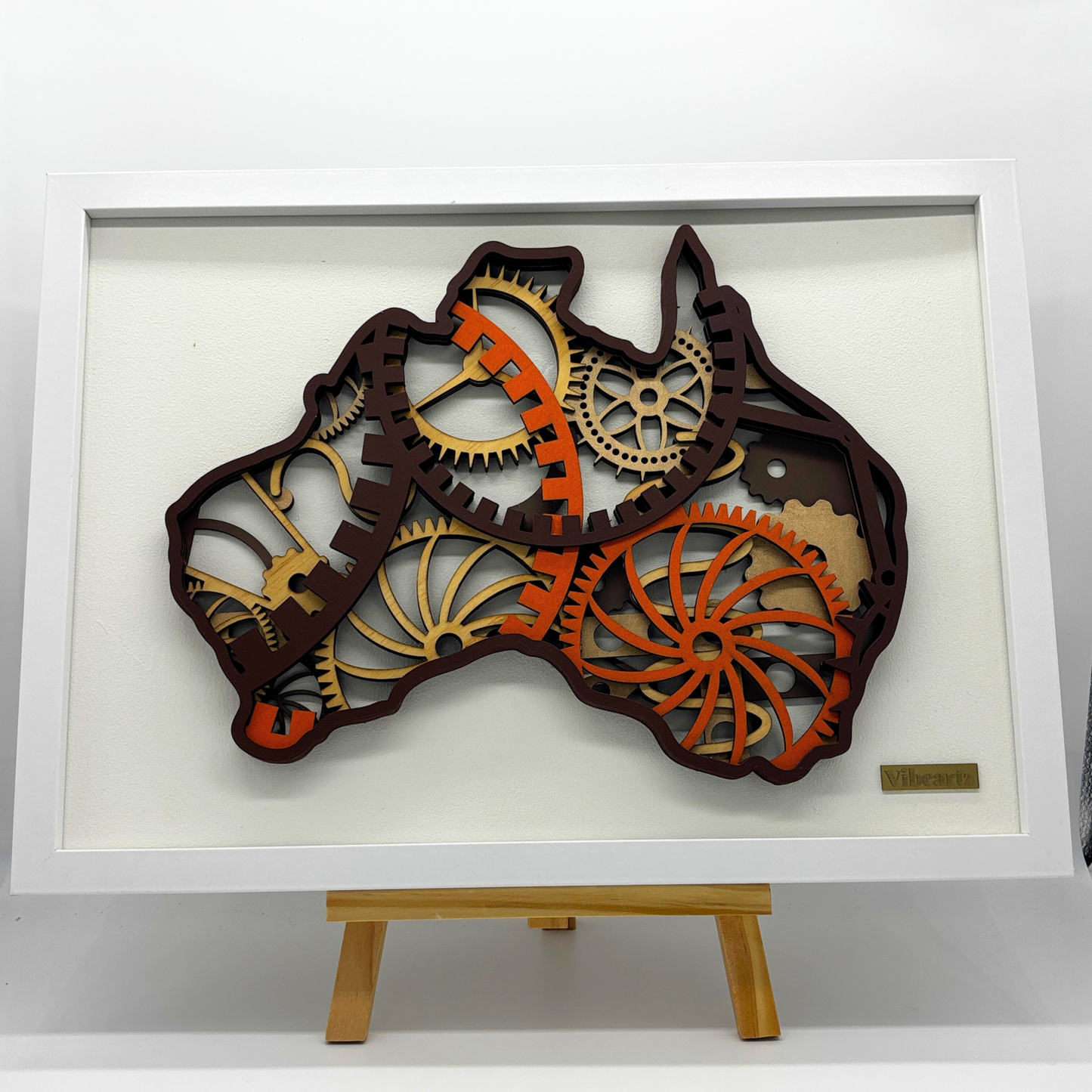 Steampunk Australia Map - Framed Artwork