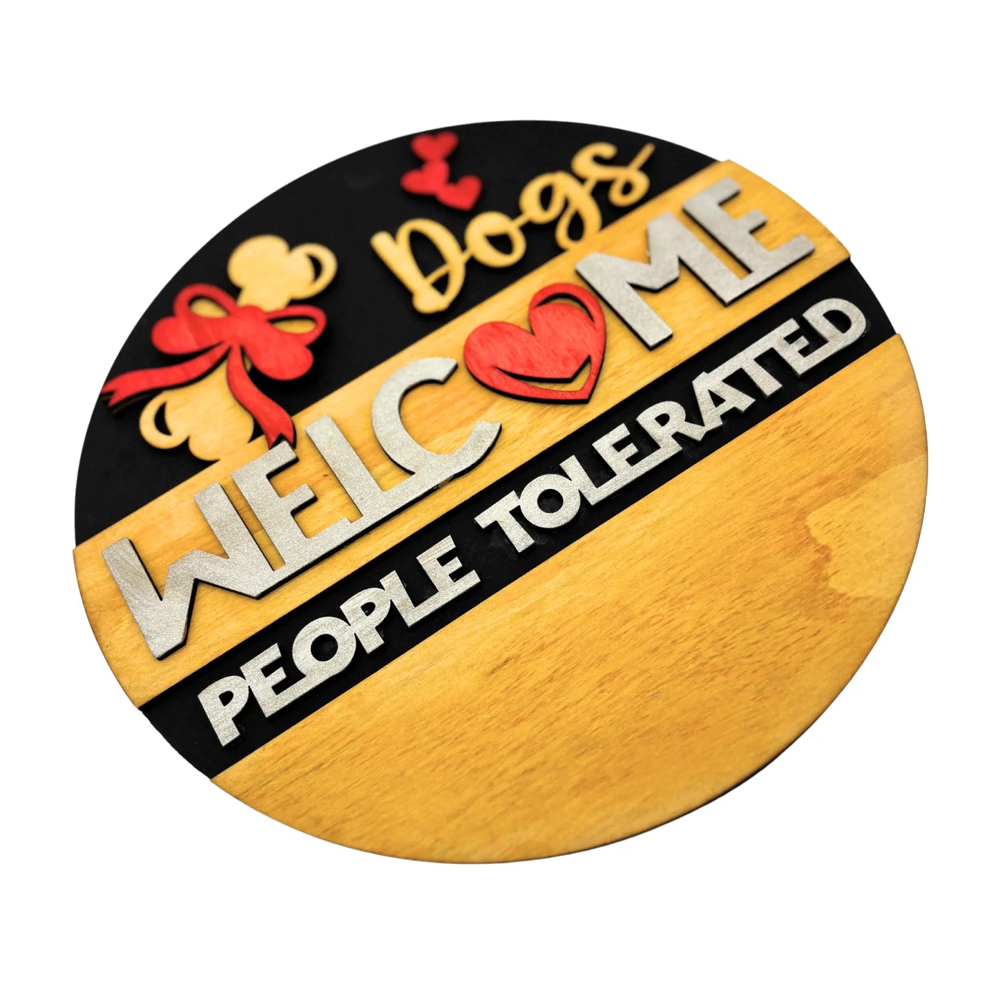 wooden round pet sign