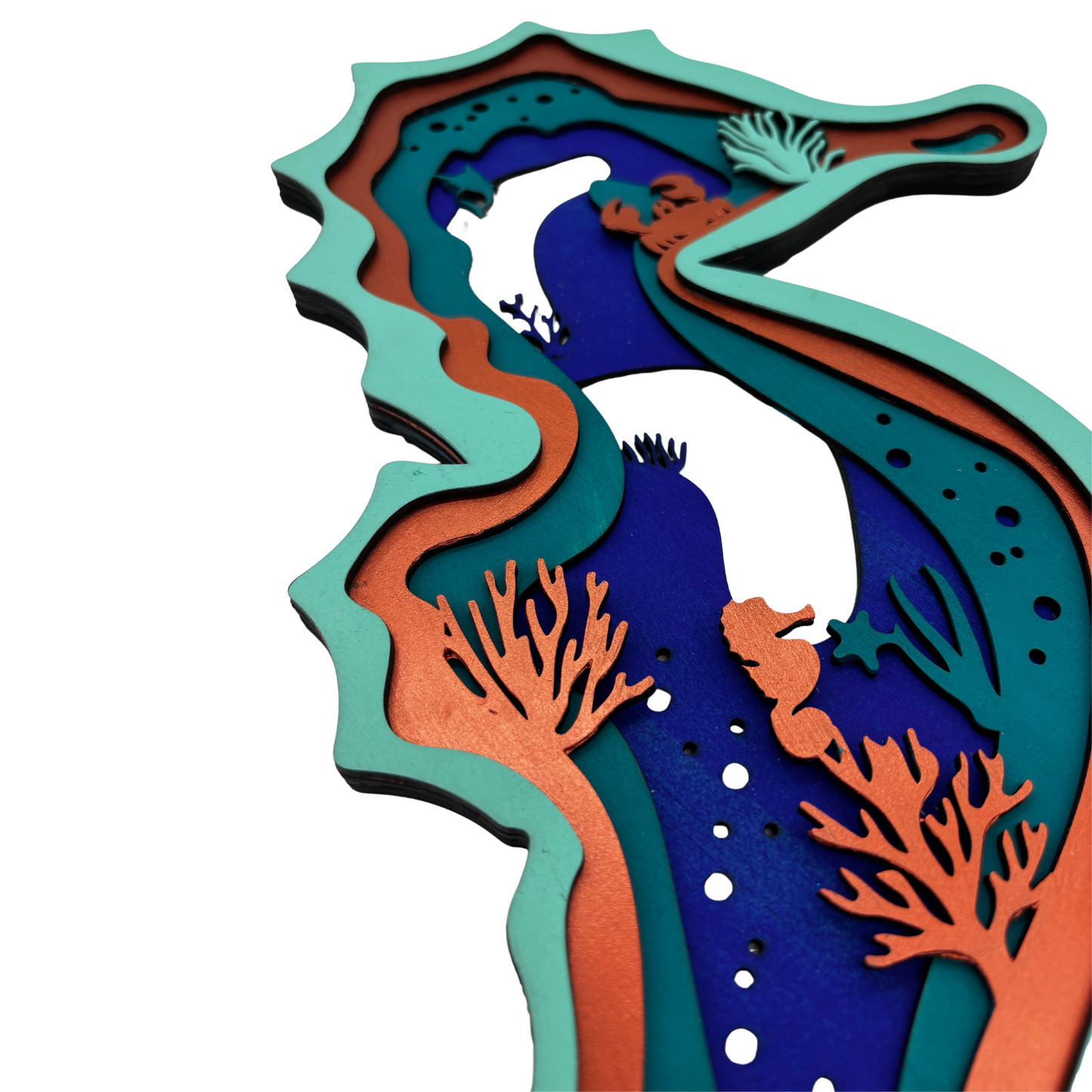 Seahorse Ocean Art – Multilayered Wooden Wall Decor