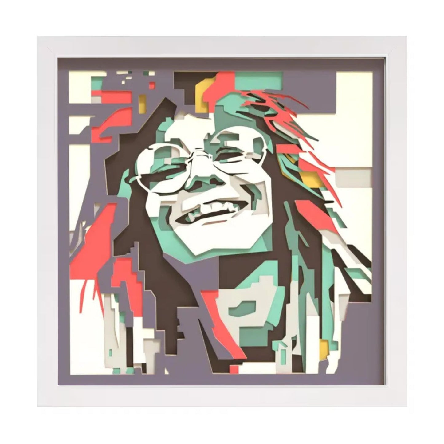 Janis Joplin Multilayer Shadow Box Frame Art