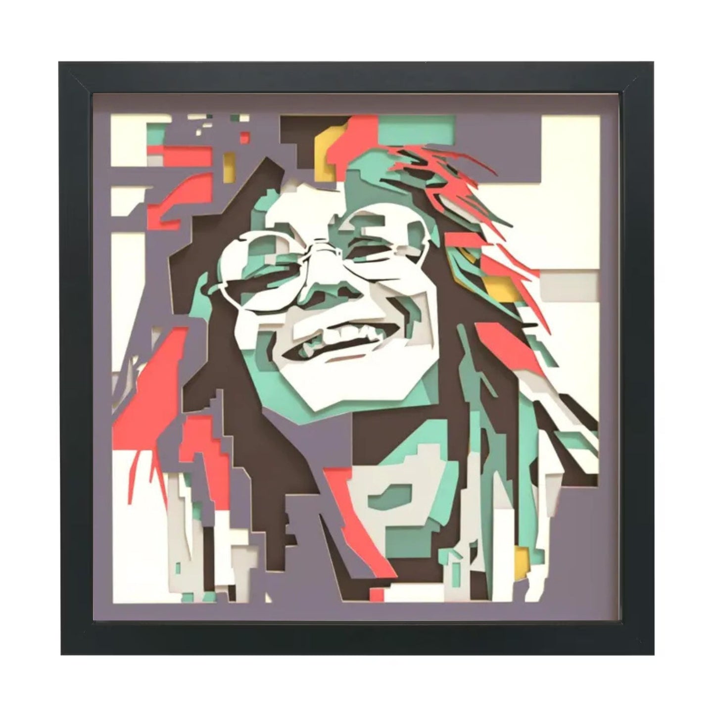 Janis Joplin Multilayer Shadow Box Frame Art