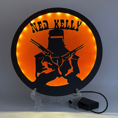 Wooden LED Art Lamp – Ned Kelly