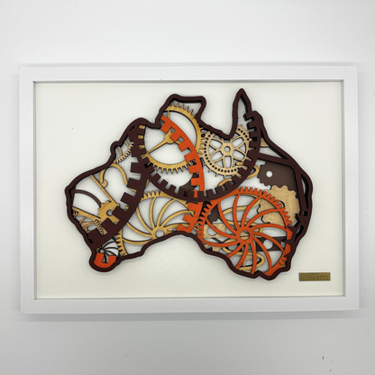 Steampunk Australia Map - Framed Artwork