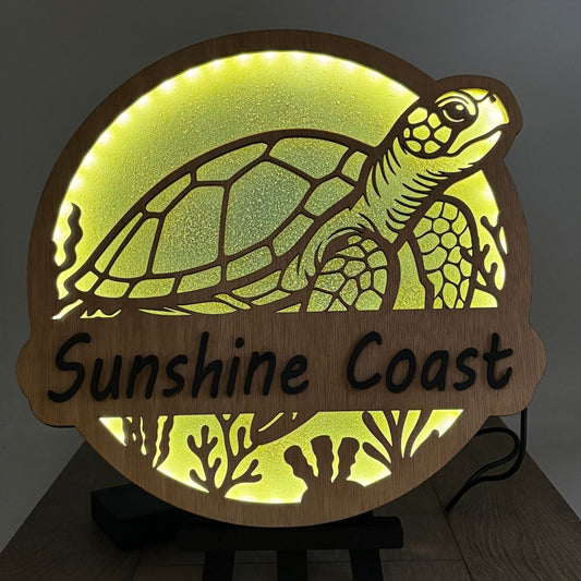 Wooden LED Light Lamp – Turtle Vibes