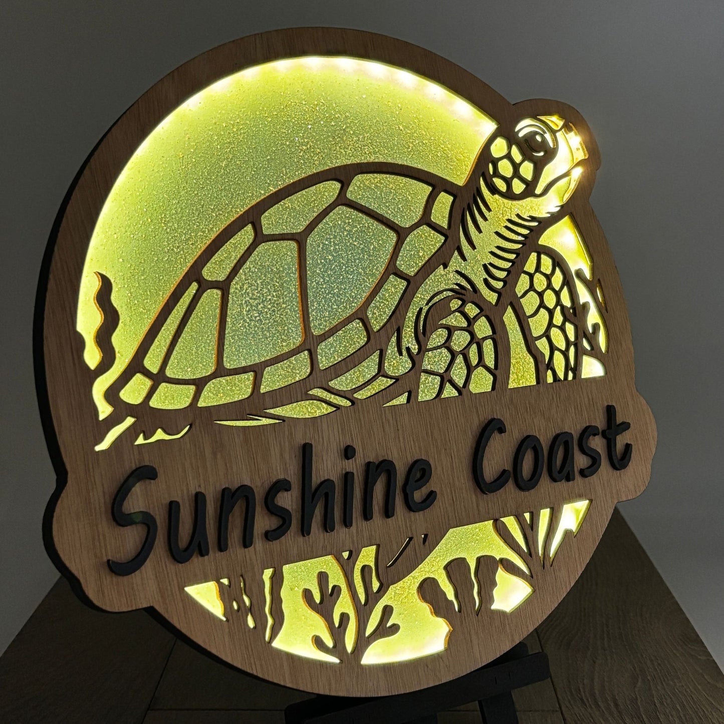 Wooden LED Light Lamp – Turtle Vibes