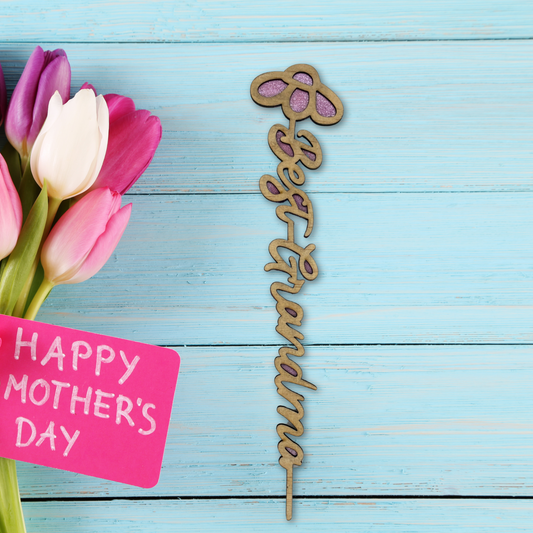 Mother's Day "Best Grandma" Gift – Elegant Laser-Cut Wooden Decoration