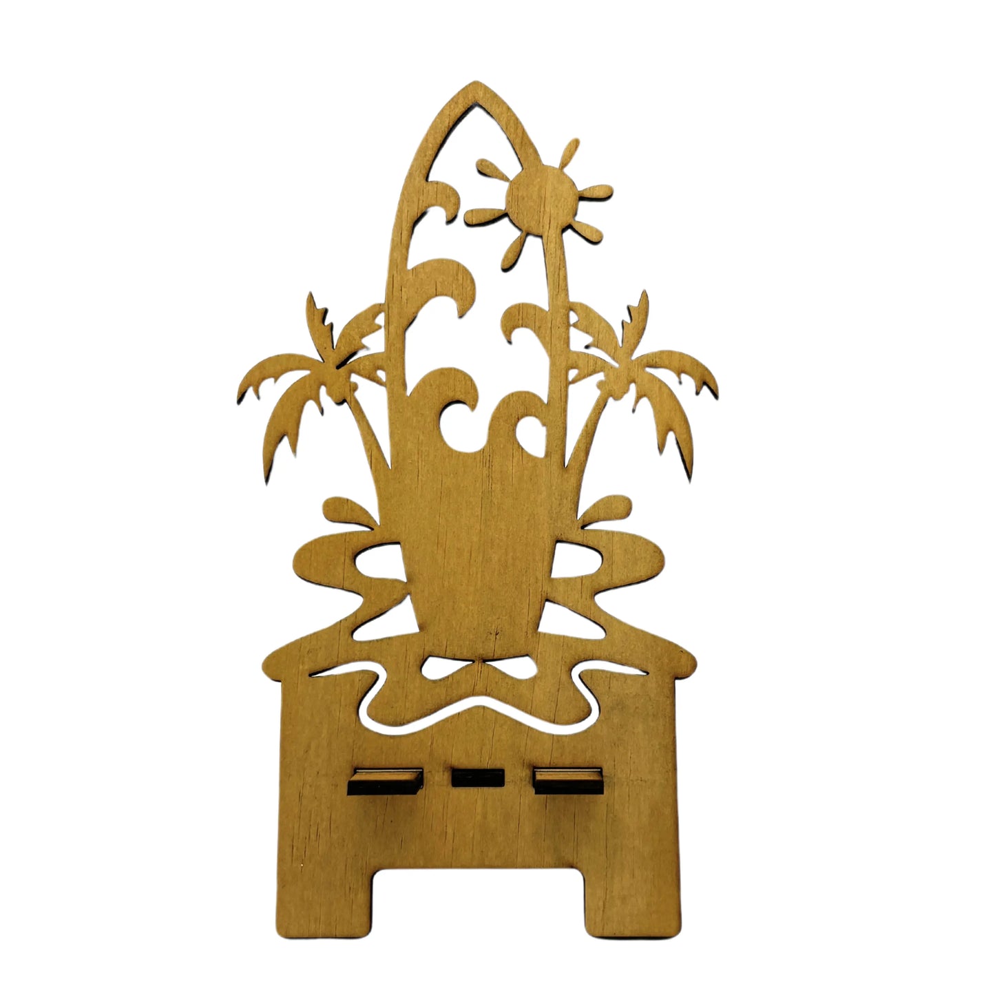 WoodStand Surfing Paradise – Premium Plywood Phone Holder Vibeartz