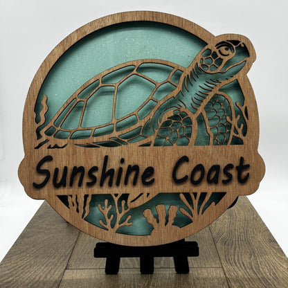 Wooden LED Light Lamp – Turtle Vibes