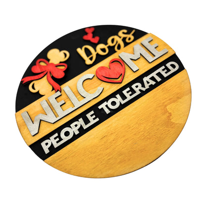wooden round pet sign