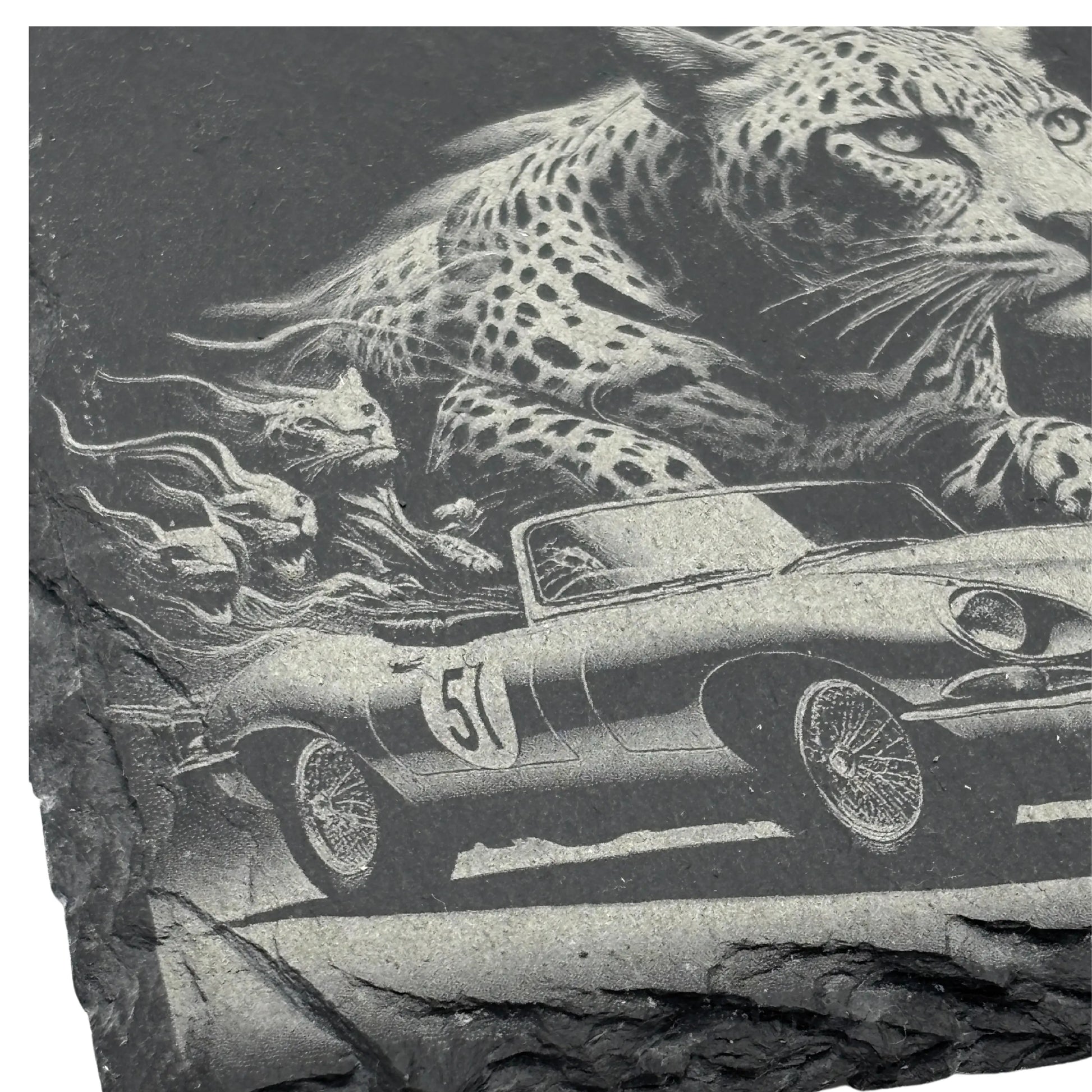 Jaguar Spirit Engraved Slate Coaster Vibeartz
