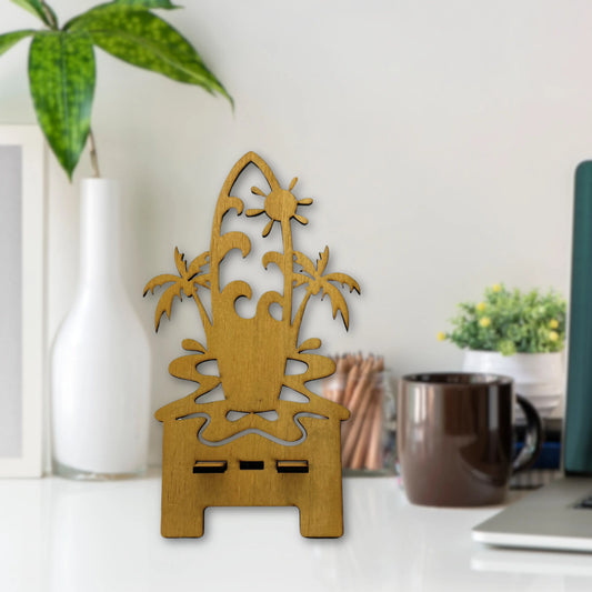 WoodStand Surfing Paradise – Premium Plywood Phone Holder Vibeartz