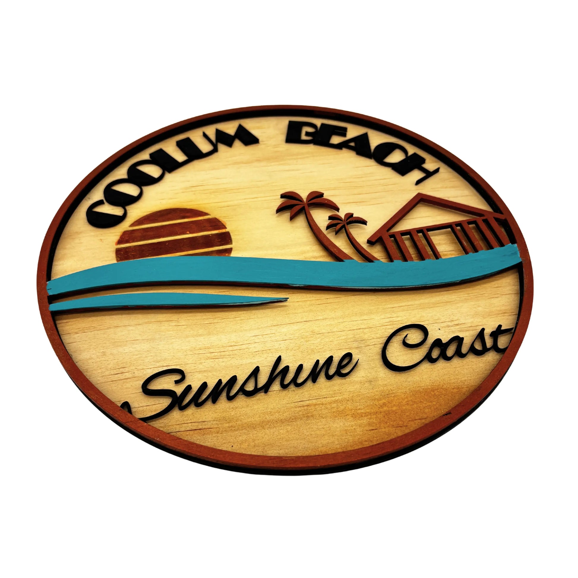 Coolum Beach Layered Wooden Art – Sunshine Coast Coastal Décor Vibeartz