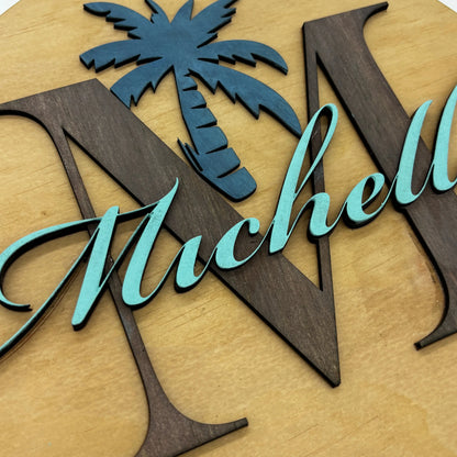 Tropical Elegance – Personalized Wooden Name Sign Vibeartz