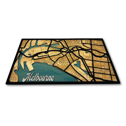 3d wooden multilayered map of melbourne