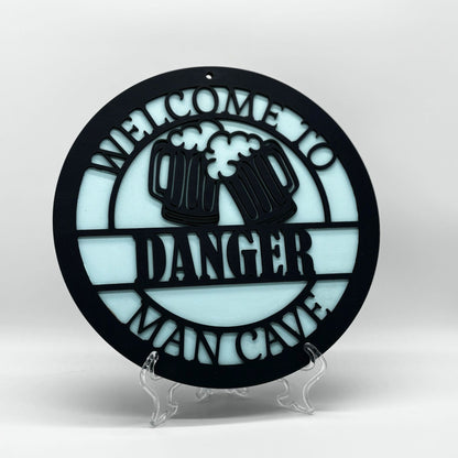 Welcome to Danger Man Cave - Wooden Round Sign