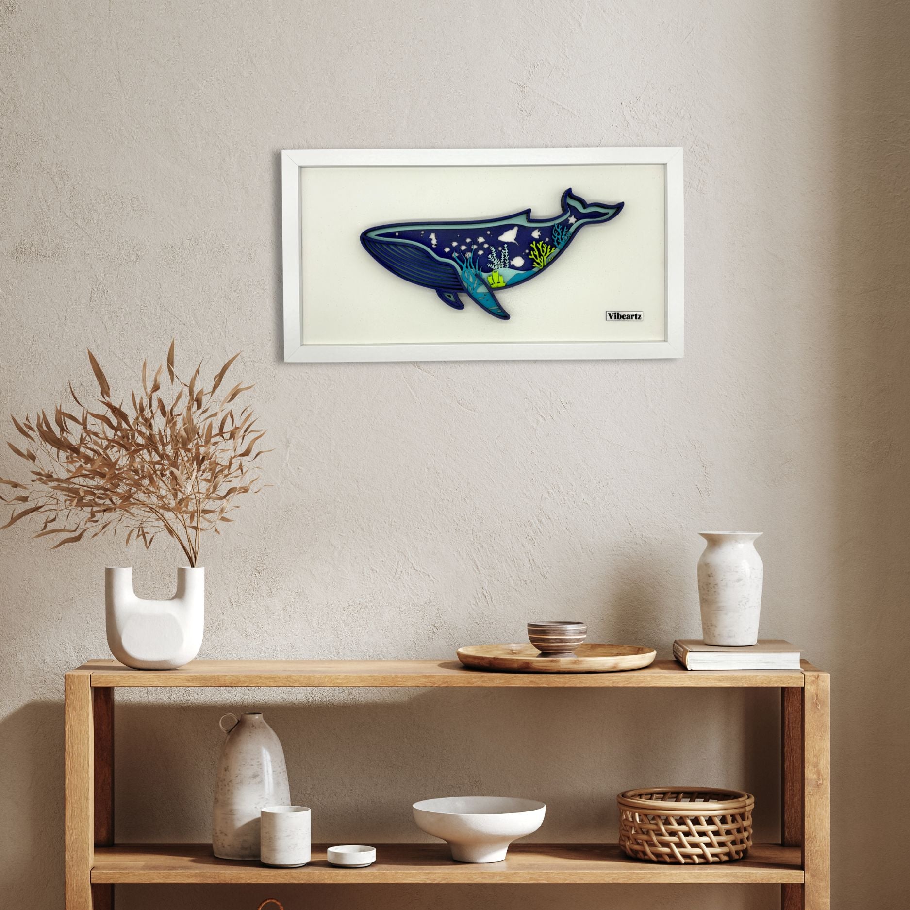 Ocean Whale Multilayer Framed Artwork