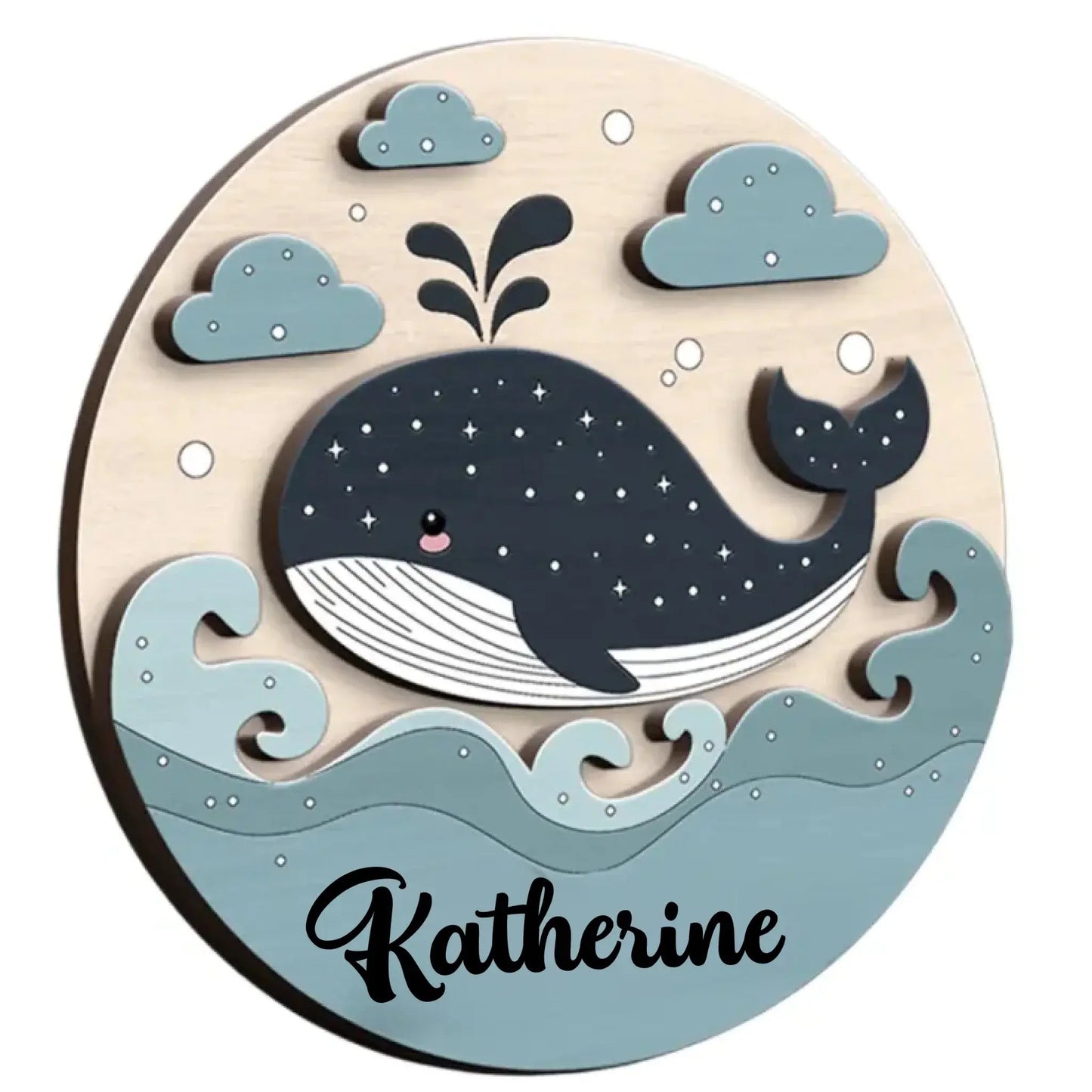 Whale Baby Name Sign - Nursery Wall Art