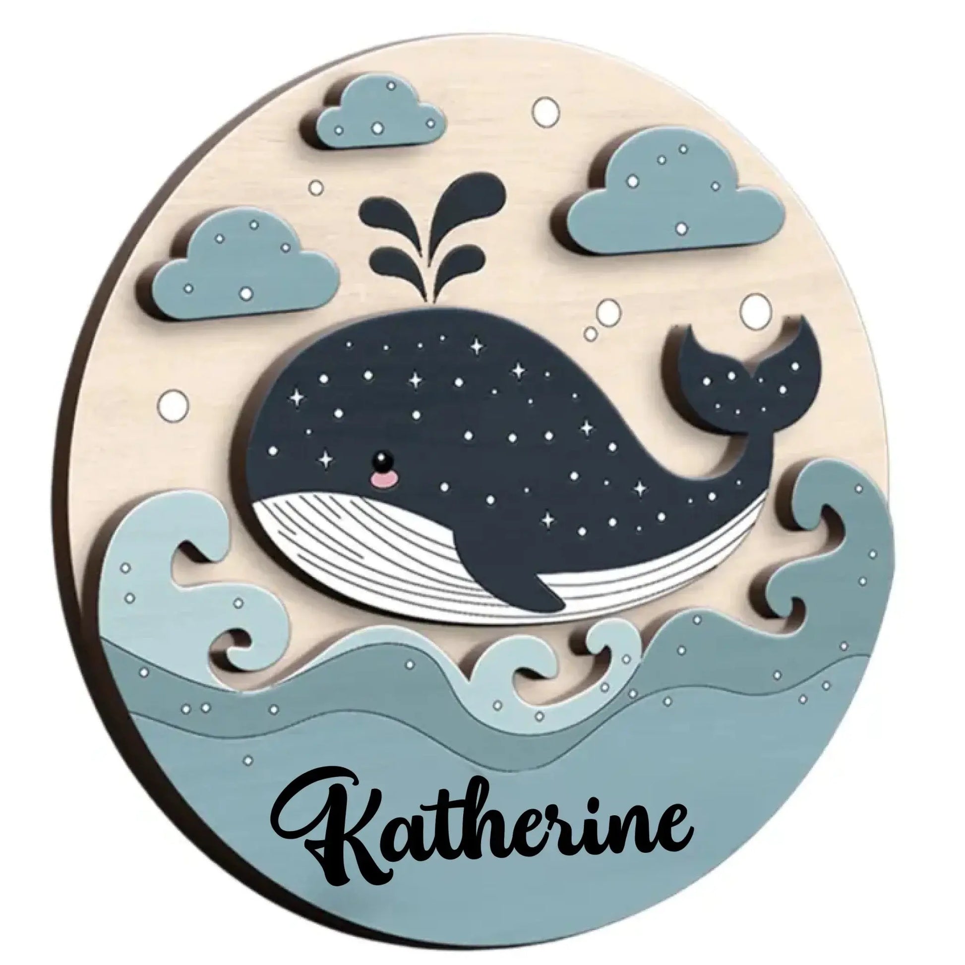 Whale Baby Name Sign - Nursery Wall Art