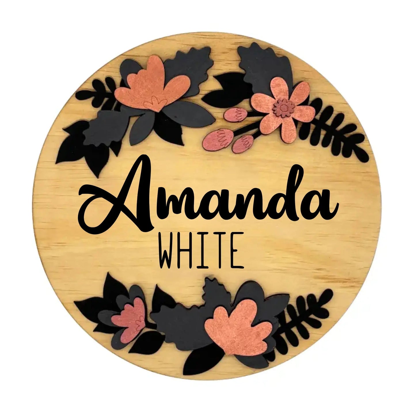 Baby Name Wall Sign Floral 