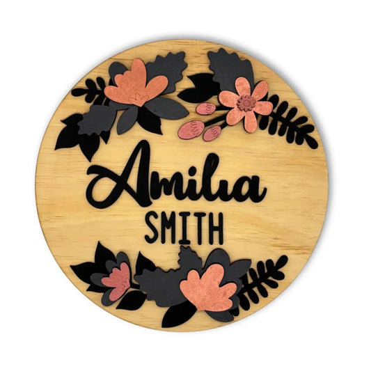 Baby Name Wall Sign Floral 
