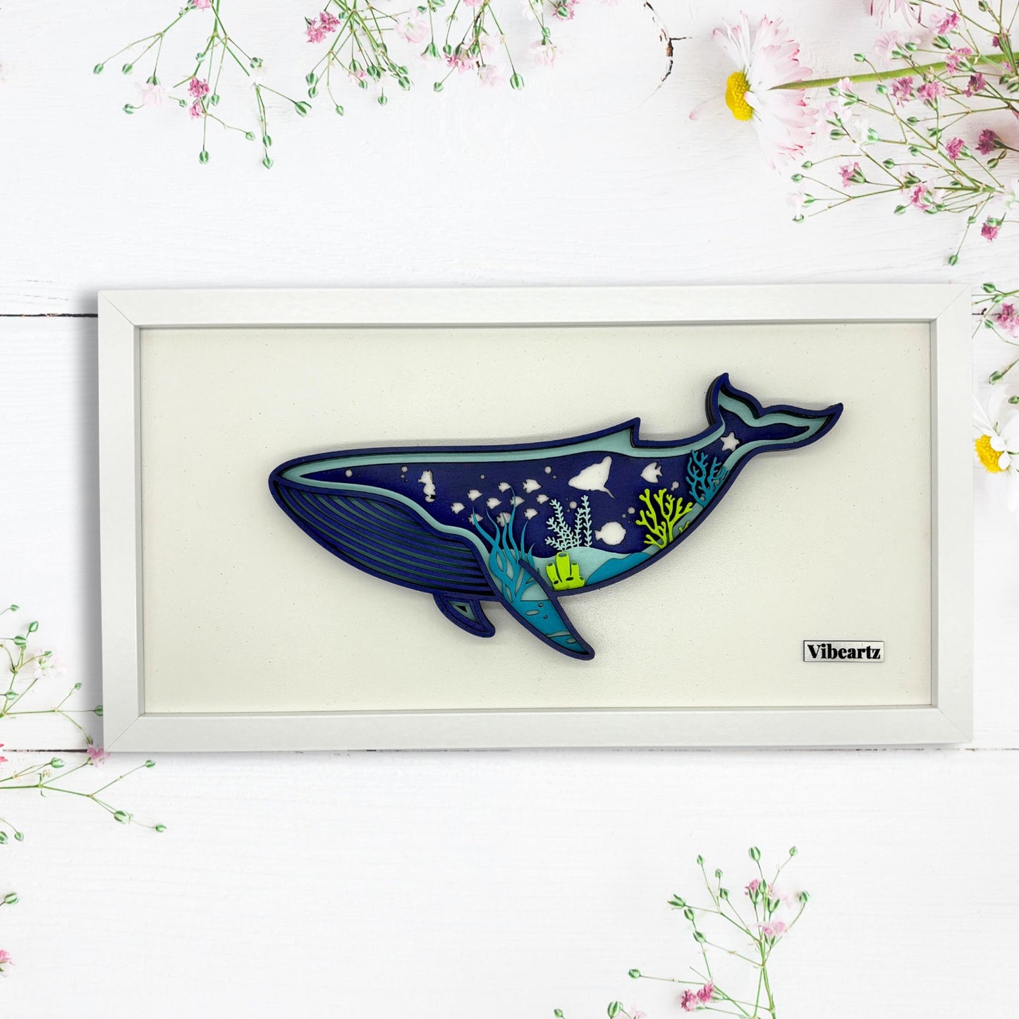 Ocean Whale Multilayer Framed Artwork
