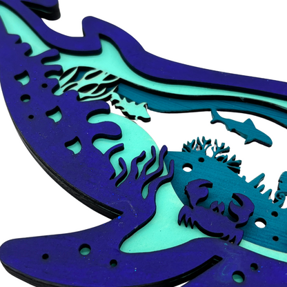 Whale Ocean Scene – Wooden Layered Marine Wall Art