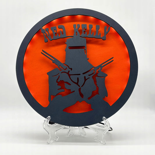 Wooden LED Art Lamp – Ned Kelly