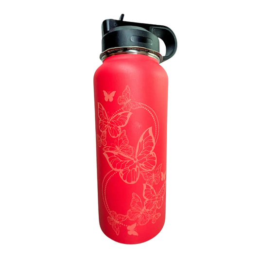 Butterfly Stainless Steel Large Drink Bottle Coral 900 mL Vibeartz