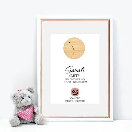 Zodiac Personalised 3D Birth Print Vibeartz
