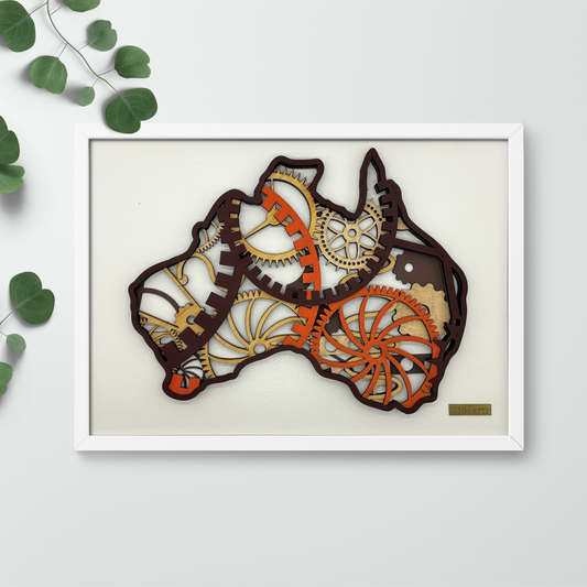 Steampunk Australia Map - Framed Artwork