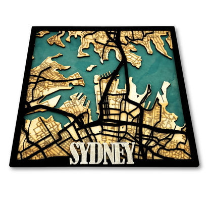 3d wooden multilayered map of sydney