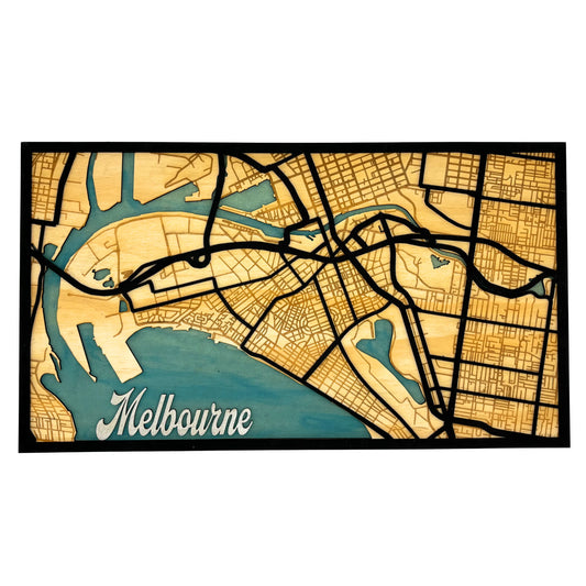 3D Multilayered Map of Melbourne - Wooden Wall Art Decor
