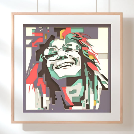 Janis Joplin Multilayer Shadow Box Frame Art