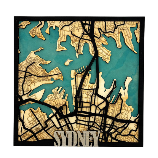 3d wooden multilayered map of sydney