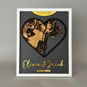 Personalized Heart Map - "Where We Met" Keepsake
