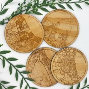 Personalised Wooden Map Coaster - Set of 4