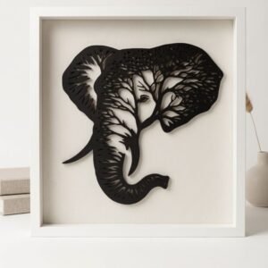 Elephant Silhouette Shadow Box Artwork – 40x40cm