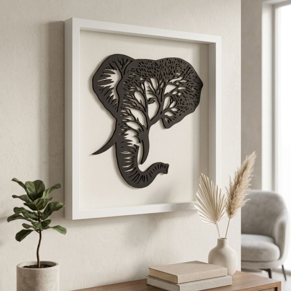 Elephant Silhouette Shadow Box Artwork – 40x40cm Elephant Silhouette Shadow Box Artwork – 40x40cm - Image 2