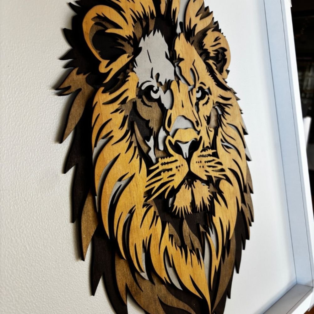 Majestic Lion – Multilayer Wooden Wall Art (50x50cm) Majestic Lion – Multilayer Wooden Wall Art (50x50cm) - Image 5