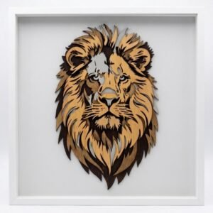 Majestic Lion – Multilayer Wooden Wall Art (50x50cm)