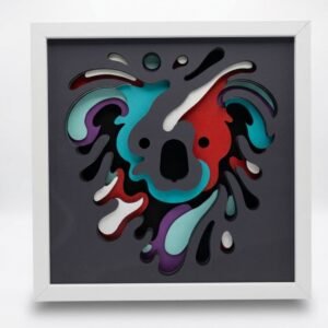 Vibrant Koala – Multilayer Wooden Wall Art (30x30cm)