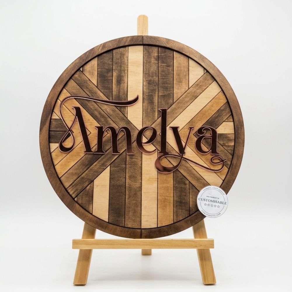 Custom Geometric Wooden Name Wall Sign