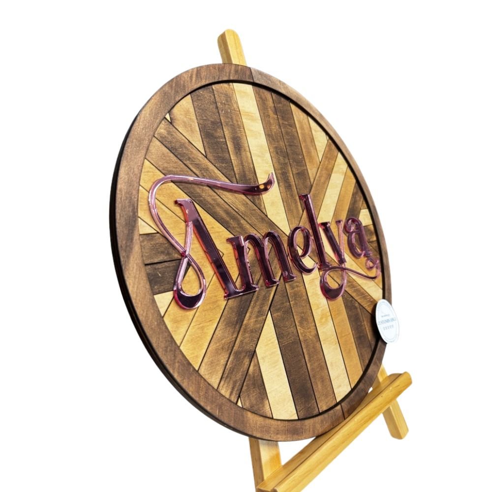 Custom Geometric Wooden Name Wall Sign - Image 4