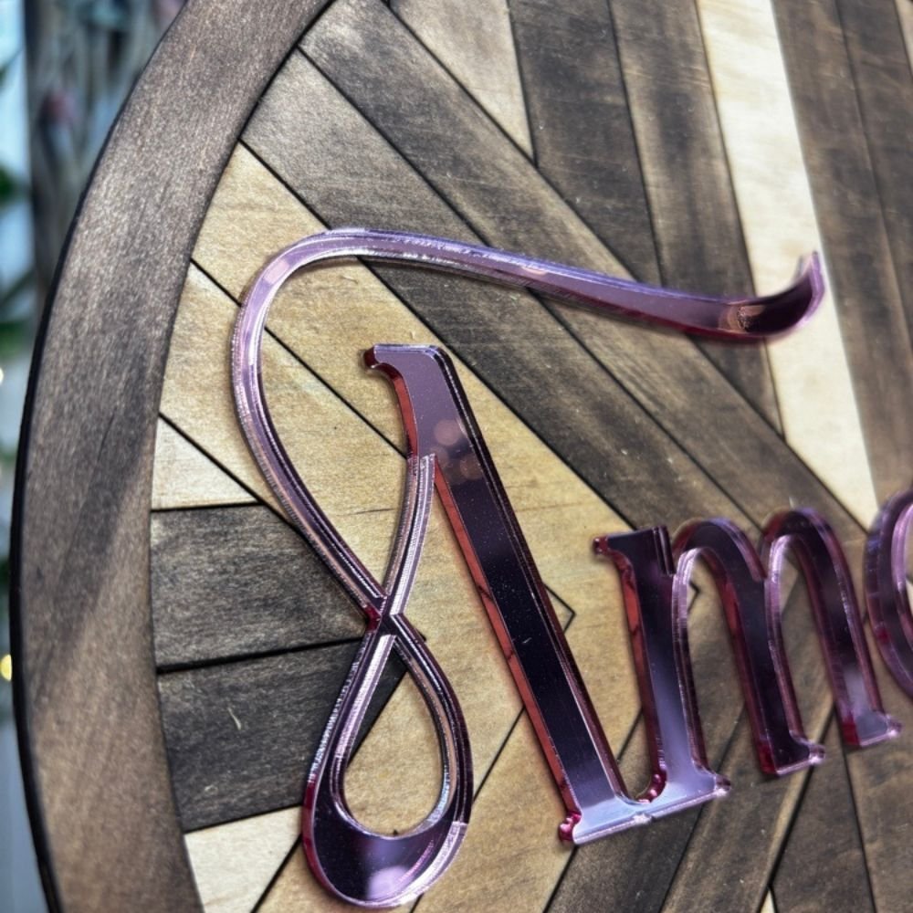 Custom Geometric Wooden Name Wall Sign - Image 3