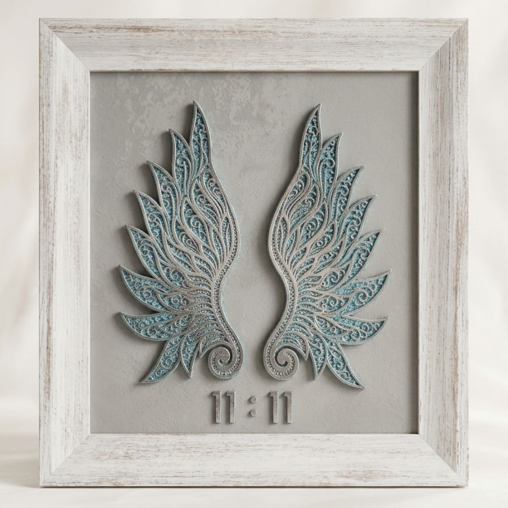 Angel Wings Wall Art – Spiritual Layered Frame Decor