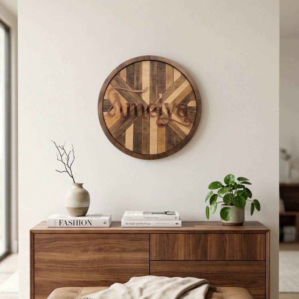Custom Geometric Wooden Name Wall Sign - Image 2