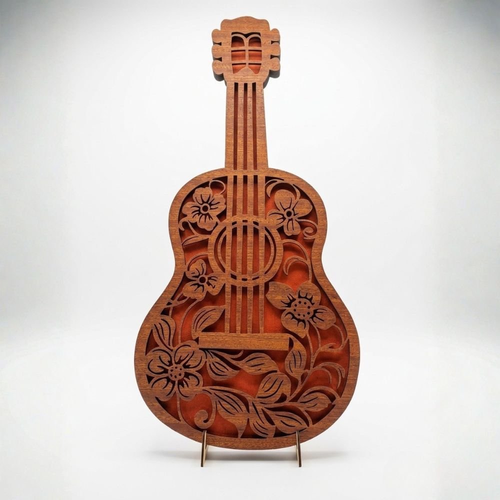 Tropical Hibiscus Acoustic Guitar LED Lamp
