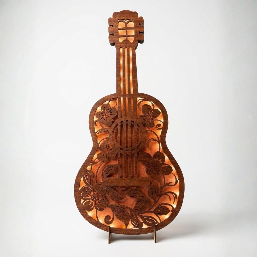 Tropical Hibiscus Acoustic Guitar LED Lamp - Image 3