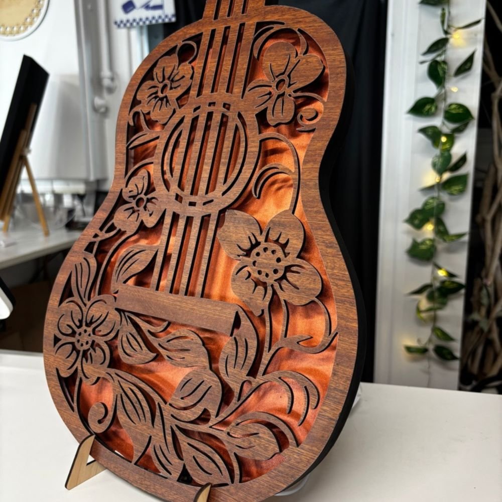 Tropical Hibiscus Acoustic Guitar LED Lamp - Image 4