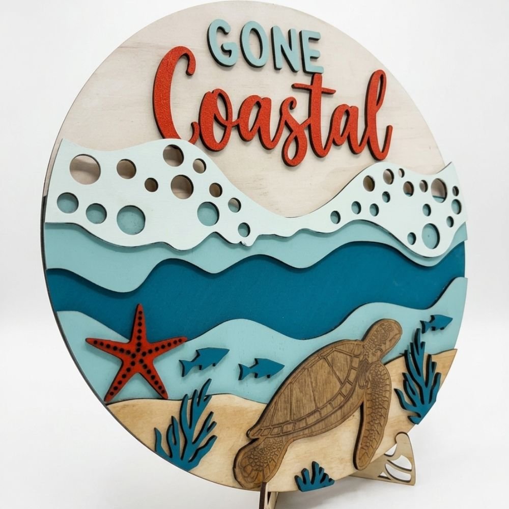 Sea Turtle Sign | Gone Coastal Ocean Wall Art - Image 2